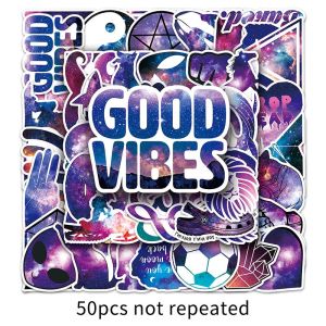 50PCS Purple Cool Galaxy Starry Sky Cartoon Graffiti Waterproof Sticker Waterproof Removable Mobile Phone Luggage Notebook Water Cup Sticker