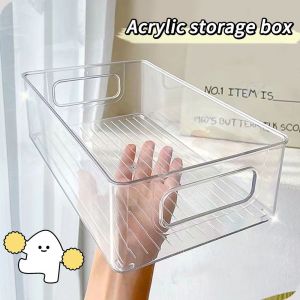 COMPASSION DIOXIDE78CO8 1Pcs Fruit Food Jars Book Cosmetic Jewelry Fridge Storage Bin Table Kitchen Student Transparent Clear Organizer Containers Stackable Desk Storage Box