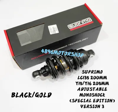 SUPRIMO SPECIAL EDITION VERSION 3 LC135 Y15ZR Y16ZR BIG SPRING MONOSHOCK MONO SUSPENSION ABSORBER PHANTOM BLACK AJI RACING RCB 200MM 205MM LC 135 V8 FI Y16 Y15