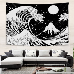 Background fabric ins Wind Wall Cloth Japanese Wave Tapestry Bedroom Room Decoration Background Wall Bedside Hanging Cloth