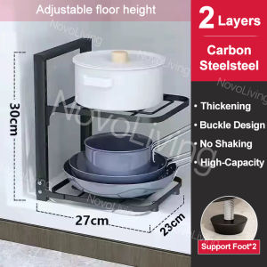 Novoliving Kitchen Rack Under Sink Adjustable Pots & Pans Rack 2-4Layers Multifunction Kitchen Countertop Organizer Holder Cookware Pot Racks Storage Rack for Kitchen Counter Cabinet Storage Holders & Racks Shelving Kitchenware