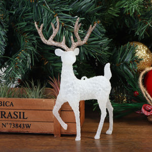 songduanshi Deer Christmas Forest Elk White Flash Dessert Table Decor for Home