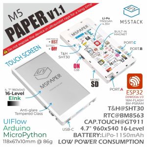 M5Stack Official M5Paper ESP32 Development Kit V1.1 (960X540 4.7" eInk display 235 ppi)