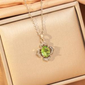 Fashion necklace pendant - Luxury and exclusive small-scale collar chain accessory 【钛钢】 时尚四叶草项链女轻奢个性爆款高级感简约锁骨链饰品