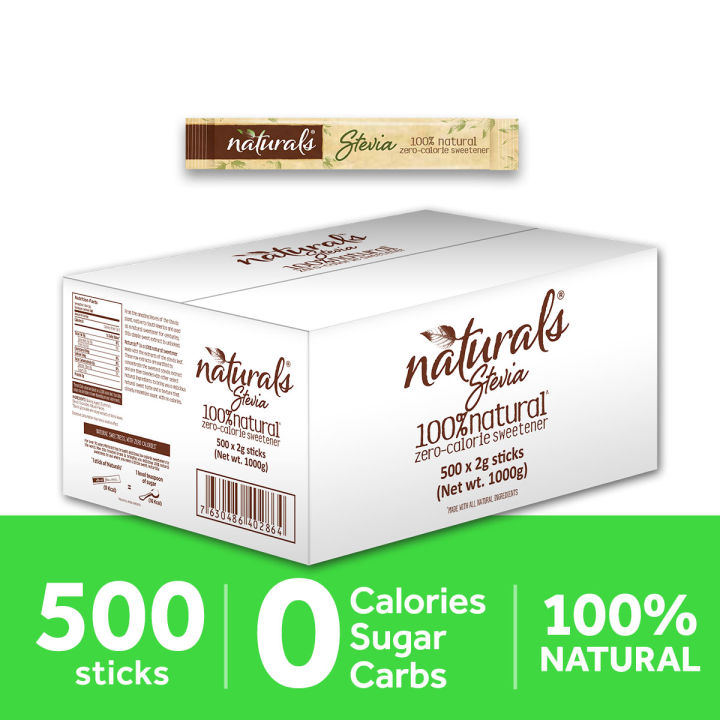 Naturals Stevia Zero Calorie Sweetener 500 Sticks - 1 Box (Natural