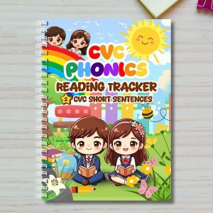 CVC Phonics Reading Tracker with CVC Word Families and CVC Shorts for Primary School Learning & Education.