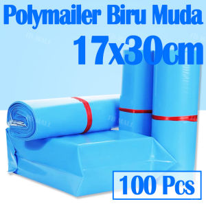 Fumu Plastik Packing Polymailer 17x30cm Biru Muda Glossy Lem Perekat Termurah