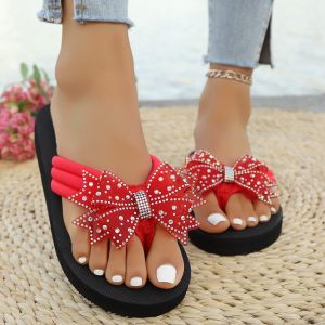 [Free Shipping] 2026 Summer Floral Bow Flat Beach Sandals For Women Versatile Slippers
