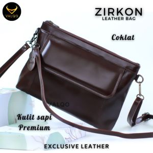 Tas Selempang Clutch Kulit Wanita Handbag Wanita Perempuan Tas Tangan Wanita ZIRKON Bag Bisa Jadi Selempang Dan Clutch Dari Kulit Sapi Premium Elegan Terbaru Kekinian