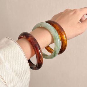 WATER Minimalist Chunky Bracelets Antique Style Geometric Resin Bangles Creative Charm Retro Hand Ring Women