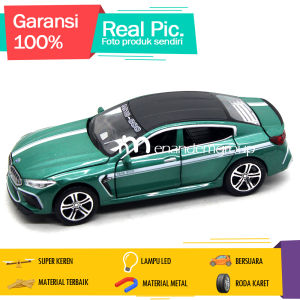 Diecast Miniatur Mainan Mobil Sedan Sport German Luxury Sedan M8 Manhart Besi Metal LED 1/32
