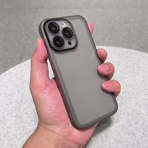 Ready Stock Elegant Gray Transparent Phone Case for iPhone 16 15 14 13 12 11 Pro Max Plus 16e Soft TPU Back Cover