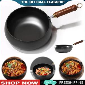 [CHAMAIR MALL] Belly Shape Frying Pan Anti Scald Handle Non-Stick Cooking Pan Multifunctional Saute Pan 9.4 Inch for Gas Stove Induction