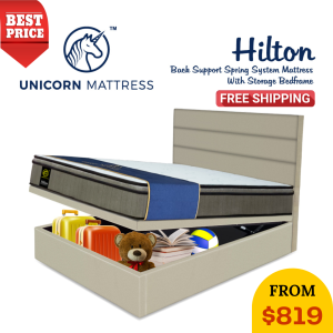 Unicorn Hilton Spring Mattress + Storage Bed Frame Bundle 882/888 ( FREE DELIVERY & INSTTALATION)