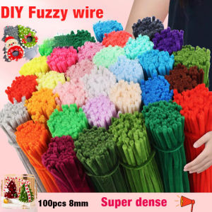 100Pcs Glitter Chenille Stems Flexible Bendable Plush Tinsel Stems Kids Educational DIY Craft Supplies Toys Crafting
