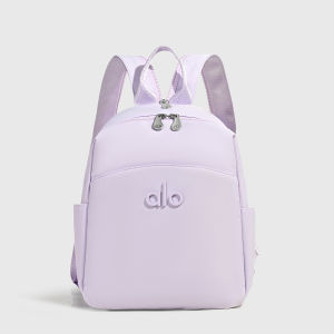ALO Women Simple Nylon Backpack Multi Pockets Lightweight Casual Daypack Side Pouch Design Zipper School Travel Daily Rucksack For Ladies