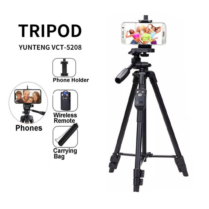 YUNTENG VCT-5208 Mobile Smart Phone Digital Camera Tripod Stand Mount  Holder Clip