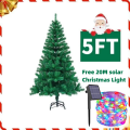 5FT Christmas Tree Metal Stand,  With Christmas lights Lightweight and Easy to Assemble, New Year Indoor Outdoor Decoration Tree. 