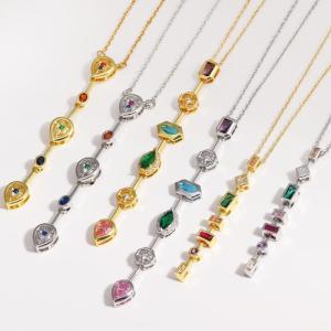 💕 Store opening 💕 Light Luxury Y-shaped Long Tassel Necklace For Women Fashion Colorful Zircon Pendant Clavicle Chain Jewelry Party Accessories