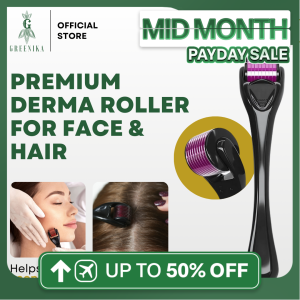 [ DERMA ROLLER ] Greenika Derma roller for Healing Acne Scars & Acne Marks Anti-ageing Skin Regeneration Skin Tighten And Collagen Stimulation Therapy Face Rejuvenating Lightens Pigmentation Dark Spots Scars Wrinkles Fine Lines
