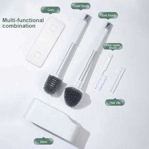 Toilet Brush Floor Brush Wire Brush Hair clip 4 in 1 Set Wall-mounted Strong adhesive without punching Toilet Brush With Long Handle Toilet Cleaner Brush With Holder