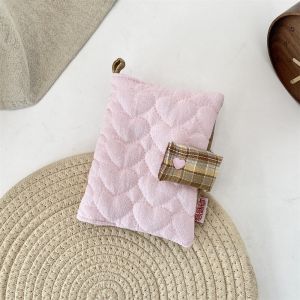 MKEB ผ้าผ้าทอ สมุดบันทึกปักรูปหัวใจ อเนกประสงค์อเนกประสงค์ ไดอารี่ที่ถอดออกได้ ฝาครอบป้องกันไดอารี่ น่ารักมากๆ เรียบเนียน สมุดไดอารี่ลายสก๊อต สำหรับนักเรียน