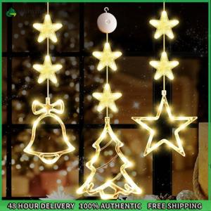 Sikiwind Christmas Curtain Light Warm White 3 Pack Indoor Star Window Light Battery Operated for Christmas Home Shop Party Gifts