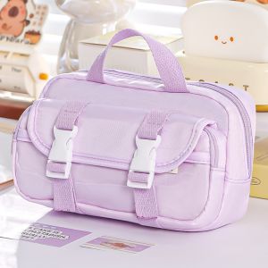 NEMOPH Handheld Pencil Case Flip Cover Design Portable Pen Bag Simple Large Capacity Stationery Pouch Gift