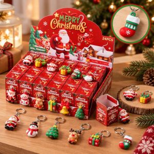 Wonderful Days 24 Grid Christmas Blind Box Keychain Set Surprise Gift Kids Party Classroom Reward Mini Toy