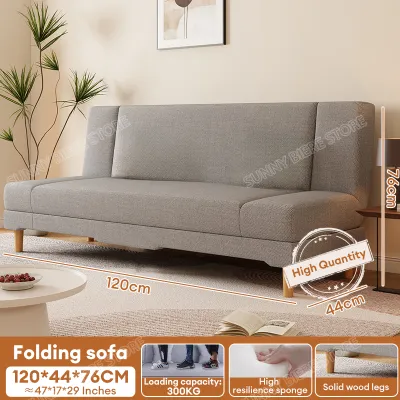 Sofa Bed Single/Double/King 90/120/150/200CM Grey Solid Wood Foldable Sofa Chair With Foam Sofa Beding