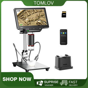 TOMLOV DM201 Max 25MP Digital Microscope 7 inch LCD Digital Coin Microscope with IPS Screen Bottom Transmitted Light Soldering Microscope for PC/TV Compatible