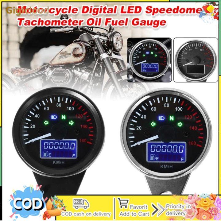 Digital Gauge Motorcycle Speedometer Tachometer Odometer DC 12V ...