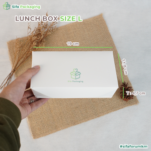 Paper Lunch Box Premium Putih Ivory Polos Full Laminasi Ukuran S M L Kemasan Makanan Box Catering Takeway isi 50 pcs