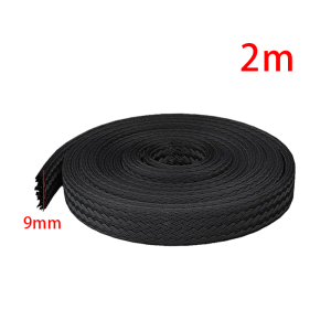 2M/5M 10mm Cable Management Sleeves PET Nylon Braided Sleeve Cable Split Protector Sleeve Black