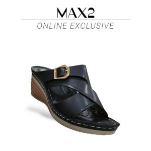 Max2 - Modern Womens PU Wedge Shoes with Stitching | Comfortable & Durable | Buckle | 6.5cm Heel Height | Lightweight & Comfortable
