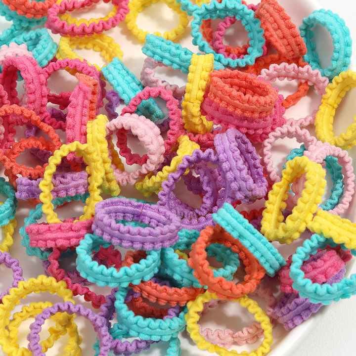 50Pcs/Set Baby Girls Elastic Hair Ties Candy Color Nylon Rubber Band Ponytail Holder for Kids