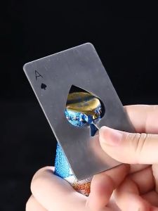 Outdoor Travel Portable Card Poker Stainless Steel Bottle Opener