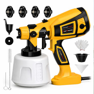 Máy Phun Sơn Điện Cầm Tay Công Suất 850W Bình 1400ML Kèm 4 Đầu Béc Súng Phun Sơn Đa Năng Dùng Phun Tường Nhà Đồ Gỗ Cửa Sắt
