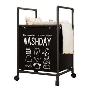 Sturdy Metal Frame Laundry Hamper Rolling Wheels Foldable Designs Removable Shelves for Home Organization Daily Use