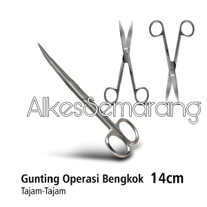 Gunting Operasi Bengkok 14cm Tajam-Tajam Bahan Stainless Steel Terdaftar di Kemenkes RI
