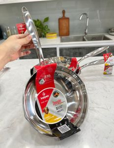 Chảo INOX 304 Cao Cấp 3 Lớp Liền Khối Miệng Rót Zenger Size 20-24-26-28cm Chính Hãng KALPEN ĐỨC