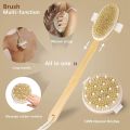 Dry Brushing Body Brush Set of 2, Dry Skin Exfoliating Brush, Handle Back Scrubber for Shower, Dry Brush for Cellulite. 