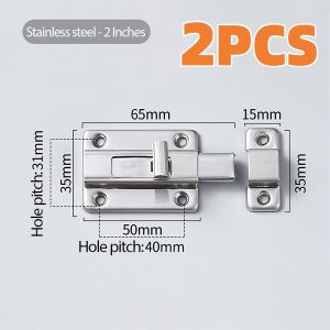 2/3/4In Stainless Steel Double-Ended Door Bolt Latch Bidirectional Safety Door Bolt Lock