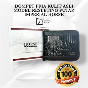 Dompet Pria Remaja Dewasa Model Resleting Putar Imperial Horse Bahan Kulit Aseli