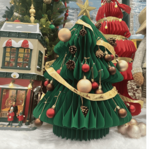 GIORGIONE 3D Paper Christmas Tree Foldable Friendly Paper 3D Merry Christmas Ornament Environmental Protection Reusable Xmas Tree Model Wedding