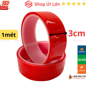 Đỏ 1M - 1 Cuộn băng keo nano 2 mặt siêu dính trong suốt đa năng 3M dầy 1mm rộng 3cm - dài 1 mét - Shop Út Lớn