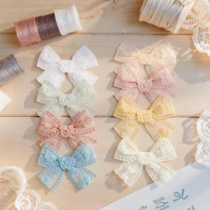 YAFEN Cute Solid Lace Cutout Bowknot Hair Clips For Baby Girls Hairpin Barrettes Headwear Kids Hair Accessories