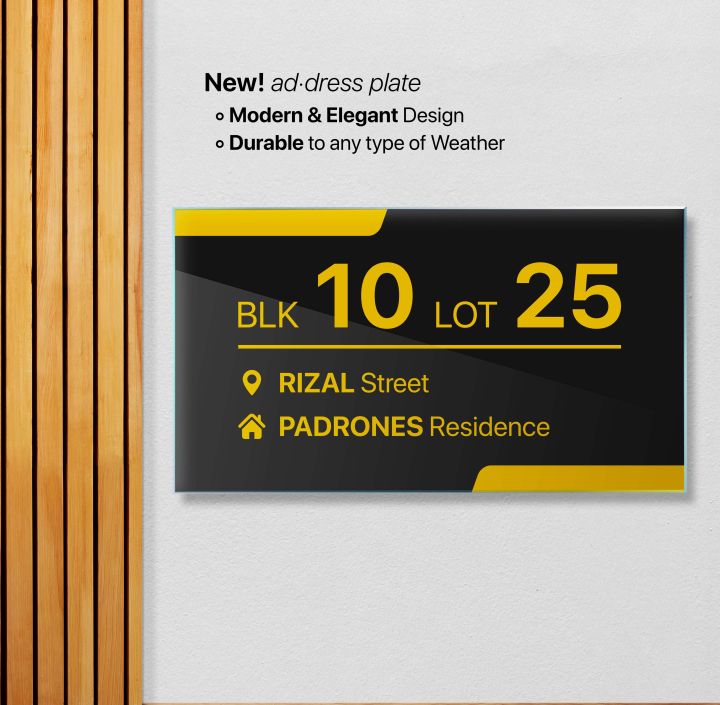 Address Plate Landscape / Block and Lot / House and Lot Number / Home ...