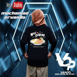 BAJU KAOS NASI GORENG / KAOS DISTRO / TSHIRT MAKANAN KULINER INDONESIA FOOD hitam