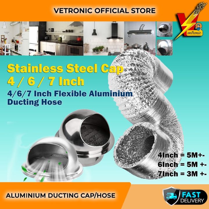 4" 6" 7" Kitchen Exhaust Hood Flexible Hose Ducting Hose Ducting Cap